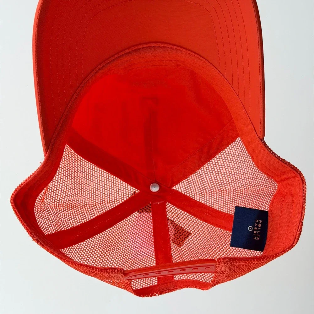 Roller Rabbit Club RR Trucker Hat Orange Mesh Snapback Logo Baseball Cap